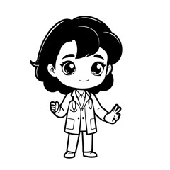 Cute vector illustration Physician doodle for kids colouring page