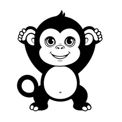 Cute vector illustration Monkey doodle for children worksheet
