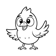 Vector illustration of a cute Bird drawing for toddlers colouring page