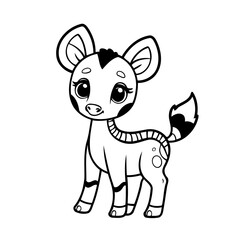 Vector illustration of a cute Okapi drawing for toddlers coloring activity
