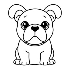 Fototapeta premium Simple vector illustration of Bulldog for kids coloring page