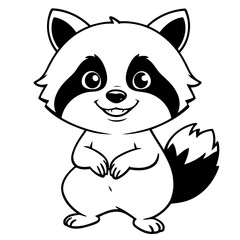 Cute vector illustration Raccoon for toddlers colouring page