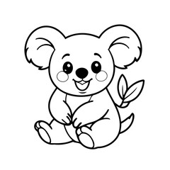 Vector illustration of a cute Koala doodle for toddlers colouring page