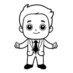Vector illustration of a cute Businessman drawing for children page