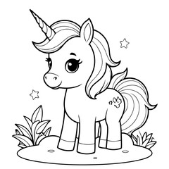 Cute vector illustration Unicorn doodle for toddlers coloring activity