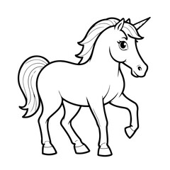 Simple vector illustration of Horse hand drawn for kids coloring page