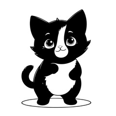 Cute vector illustration Kitten hand drawn for kids page