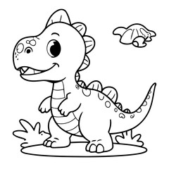 Simple vector illustration of Dino drawing for toddlers coloring activity