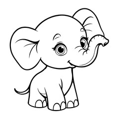Simple vector illustration of Elephant drawing for toddlers book