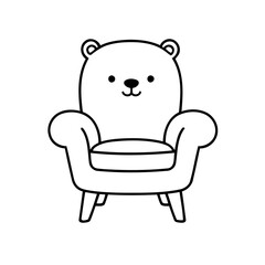 Cute vector illustration BearChair doodle for toddlers colouring page