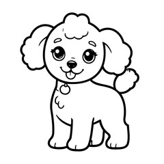 Cute vector illustration Poodle for kids coloring activity page