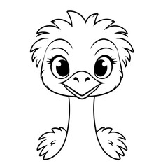 Simple vector illustration of Ostrich drawing for kids colouring activity