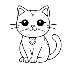 Vector illustration of a cute CreepyCat doodle for kids coloring worksheet