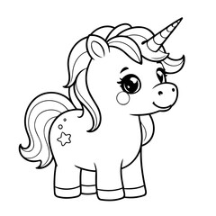 Fototapeta premium Vector illustration of a cute Unicorn doodle colouring activity for kids