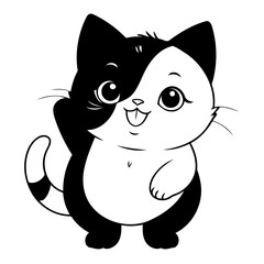 Vector illustration of a cute Kitten drawing for toddlers colouring page