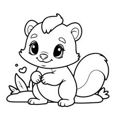 Vector illustration of a cute Skunk doodle for children worksheet