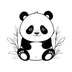 Cute vector illustration Panda hand drawn for toddlers