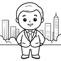 Cute vector illustration Businessman hand drawn for kids page