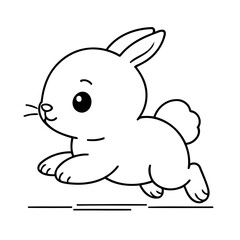 Simple vector illustration of Bunny for kids colouring worksheet