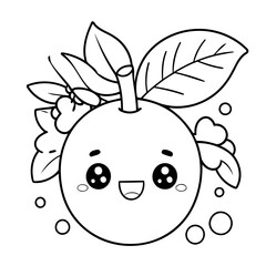 Simple vector illustration of Kawaii hand drawn for kids coloring page