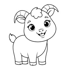 Simple vector illustration of Goat drawing for toddlers colouring page