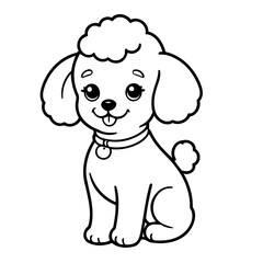 Vector illustration of a cute Poodle drawing for kids colouring page