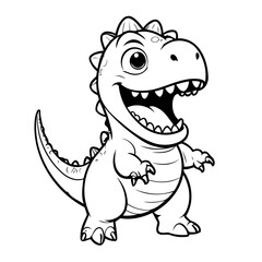Cute vector illustration Dino for kids coloring activity page