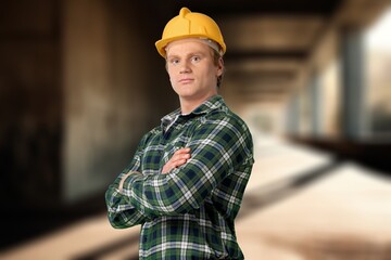 portrait of engineer worker standing inspect construction progress