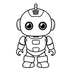 Cute vector illustration Robot doodle for toddlers coloring activity