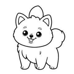 Cute vector illustration Pomerian colouring page for kids