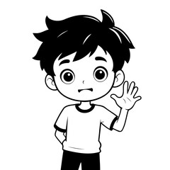 Cute vector illustration Boy drawing for kids colouring page