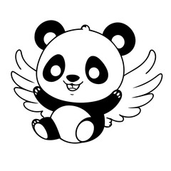Obraz premium Vector illustration of a cute Panda doodle drawing for kids page