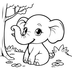 Simple vector illustration of Elephant for children colouring activity