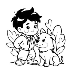 Obraz premium Vector illustration of a cute Boy drawing for kids page