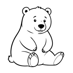 Obraz premium Cute vector illustration Polarbear doodle black and white for kids page