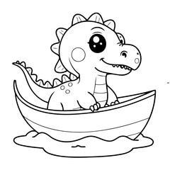 Cute vector illustration Dino drawing for children page