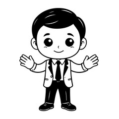 Cute vector illustration Businessman for kids colouring page