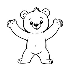 Vector illustration of a cute Bear doodle for toddlers colouring page