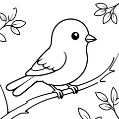 Simple vector illustration of Bird drawing colouring activity