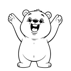 Vector illustration of a cute Bear drawing for toddlers coloring activity