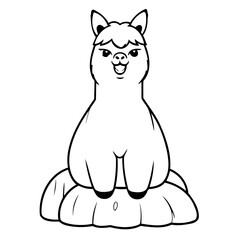 Simple vector illustration of Alpaca drawing for toddlers colouring page