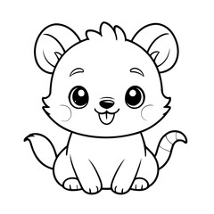 Simple vector illustration of Animal drawing colouring activity