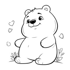 Cute vector illustration Bear drawing colouring activity