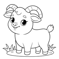 Cute vector illustration Goat doodle for toddlers colouring page