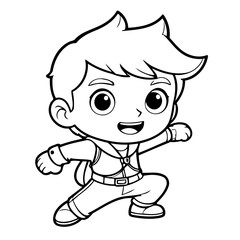 Vector illustration of a cute Boy doodle drawing for kids page