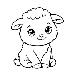 Vector illustration of a cute Sheep doodle for kids coloring worksheet
