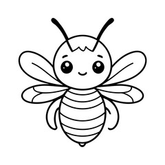 Vector illustration of a cute Bee doodle for kids coloring worksheet