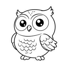 Vector illustration of a cute Owl doodle for toddlers worksheet