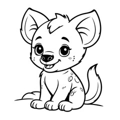 Cute vector illustration Hyena drawing for kids colouring activity