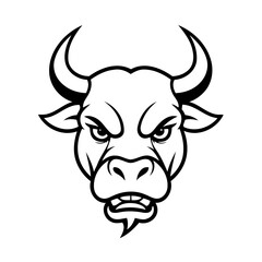 Simple vector illustration of Bull drawing for kids colouring page